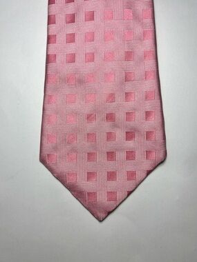 Turnbull & Asser Neiman Marcus Pink Check Weave Silk Tie 3.75” x 58” *READ*
